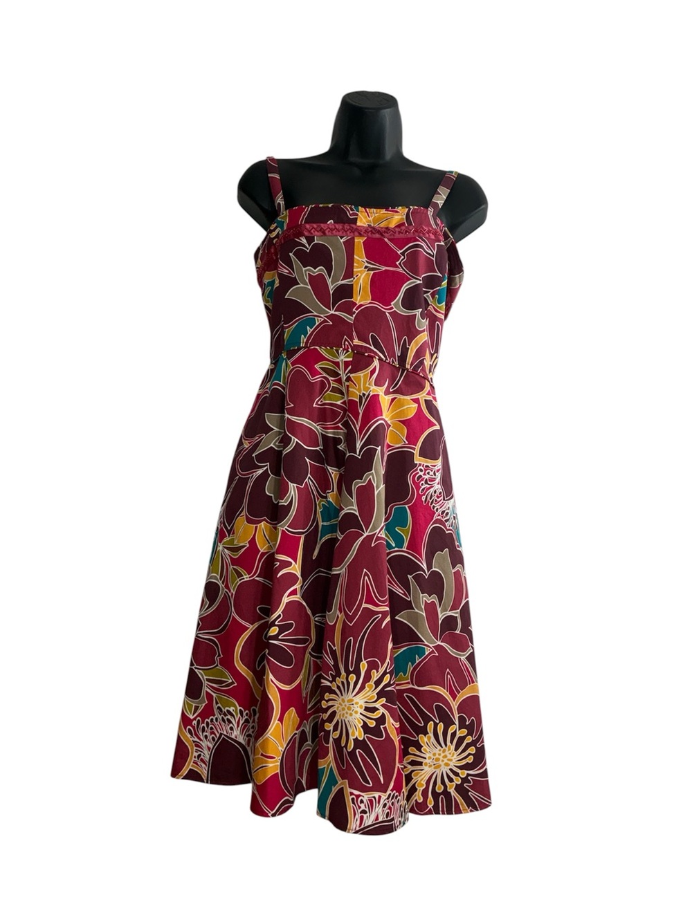 Amanda Smith Burgundy Fit and flare Sundress with adjustable straps